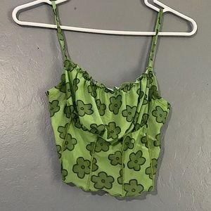 XS top from SHIEN green with flowers.
